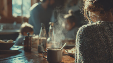 Cozy Autumn Family Gathering in Kitchen with Comfort Food