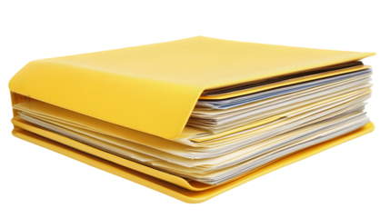 A stack of yellow and white envelopes on a black background