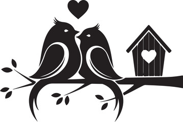 Love Birds Silhouette Icon Vector