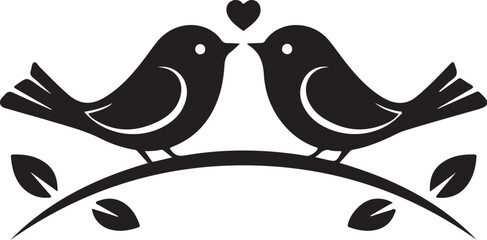 Love Birds Silhouette Icon Vector