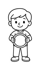 Obraz premium Pilates Ring Coloring Fun. Pilates ring practice children?s coloring book illustration, outlined drawing, a cartoon person holding a simple Pilates ring with