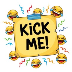 Funny Sign With Laughing Emoticons And Confetti Celebration