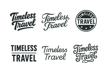 Obraz premium Creative Lettering Designs. Timeless travel captures. Set lettering. harmonious lettering variations of the same emblematic concept, each with different