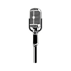 Fototapeta premium A vintage microphone on an isolated white background for music or podcasting