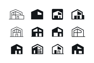 Estate Logo Collection. Estate. Icon set. Set Logo of Estate: modern house facade. harmonious logo variations of the same emblematic concept, each with