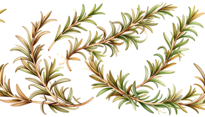 Detailed illustration of intertwining branches with green and brown leaves