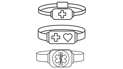 Professional medical identification wristbands featuring healthcare cross and heart symbols for clinical patient tracking and hospital business administration systems for safety management.