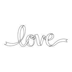 Obraz premium Love Script Calligraphy Valentine Word Vector Line Art