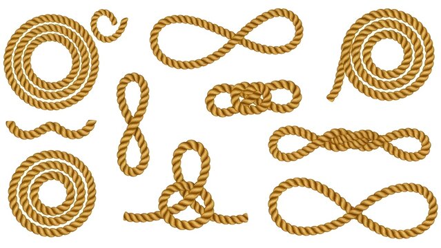 Comprehensive Collection of Realistic Nautical Rope Knots and Coils