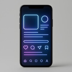 Neon Social Media Interface on Smartphone
