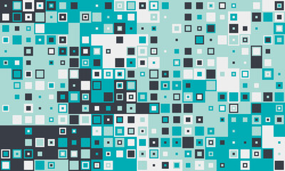 Abstract teal and grey square mosaic pattern.  Perfect for tech, data visualization, or modern design projects. Represents connectivity, complexity, and digital innovation.