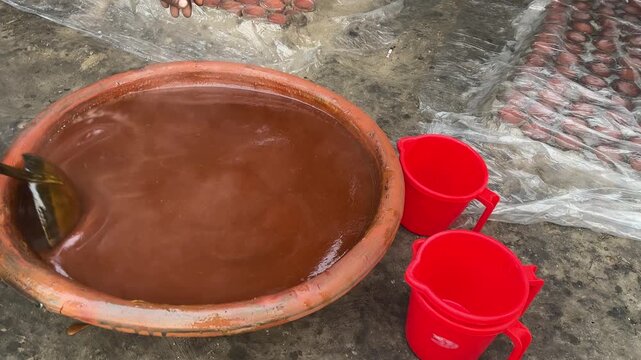 Process of making Patali jaggery from date juice