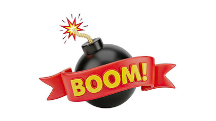 Boom bomb with red ribbon