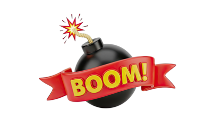 Boom bomb with red ribbon