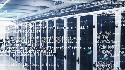 After empty rack code overlay appearing on cabinets in data center growing densely before fading - Powered by Adobe
