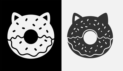 Donut illustrations with cat ears on contrasting backgrounds