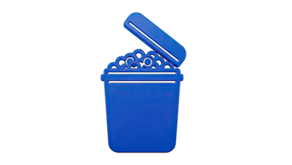 Blue Trash Can Icon with Contents