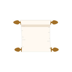 Colored Flat Icon of Empty Egyptian Scroll Paper, Vector Design with Shadow for Cartoon, Board, Billboard 