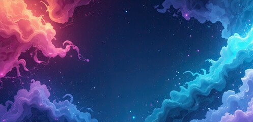 Vibrant cosmic clouds in space with stars and colorful nebula