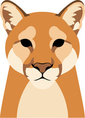 Flat Geometric Cougar Face Illustration Wild Animal Profile Portrait
