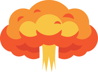 Flat Style Atomic Fireball Mushroom Cloud Explosion Effect Illustration