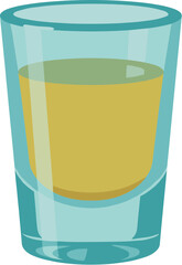 Simple Flat Shot Glass with Liquor Drink Illustration in Teal