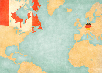 Map of North Atlantic Ocean - Canada and Germany © Tindo