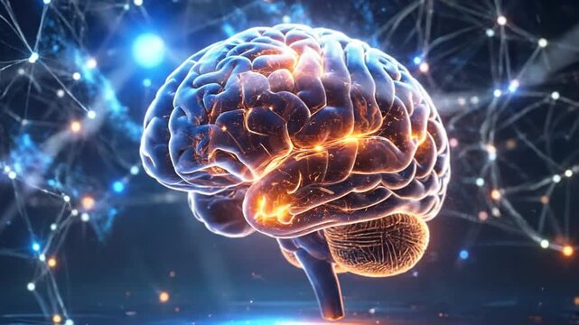 Brain activity and neural connections in a digital illustration.