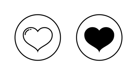 Romantic heart icon in circular line. Outline love shape and solid romance symbol