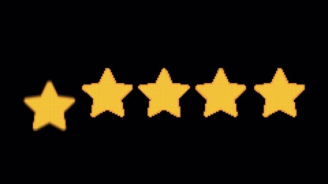 5 Star Pixel Rating Drop Fill Animation &ndash; Vertical 4K Alpha Channel Loop