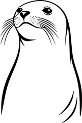Naklejka premium Aquatic Art: Seal, Line Drawing, Minimalist Design, Wildlife Illustration