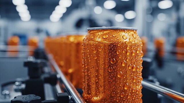 Production line cans beverage industrial process