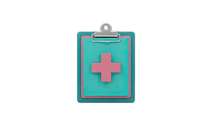 Obraz premium 3D Medical Clipboard Icon with Pink Cross