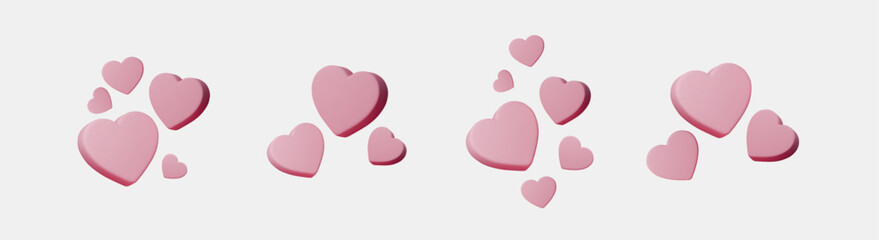 Set pink balloon in 3D style. Charming Valentine's icon perfect for romantic posts, greeting cards, festive decorations, social media reactions, and celebration designs.