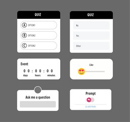 Interactive Quiz and Poll UI Stickers Set, Question, Voting and Engagement Interface Elements