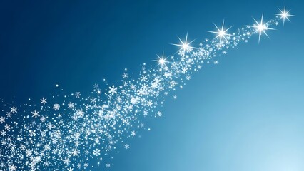 Falling Snow on Blue Gradient Background with Sparkles snowflakes blue background
