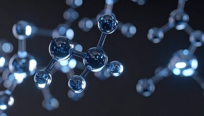 Abstract hydrogen fuel cell energy concept with blue glowing molecules