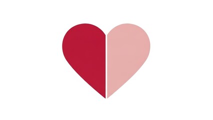 Split heart symbol in red and pink on white background