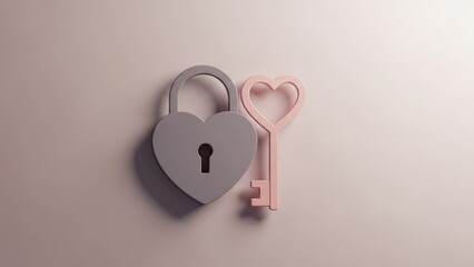 Heart shaped lock and key symbolizing love and security