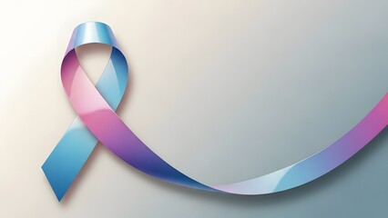 Awareness ribbon in blue, pink, and purple colors symbolizing support for various causes like rare diseases, domestic violence, or gender identity awareness, on a subtle gradient background