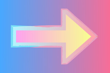 Colorful gradient arrow pointing to the right soft blurred edges