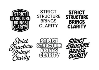 Fototapeta premium Emblematic Lettering Variations. Strict structure brings clarity. Set lettering. harmonious lettering variations of the same emblematic concept, each with