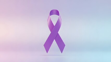 Symbol of awareness and support a vibrant purple awareness ribbon floating against a soft, gradient background representing a cause or disease