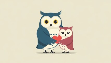 Loving owls sharing a heartwarming moment together sweetly