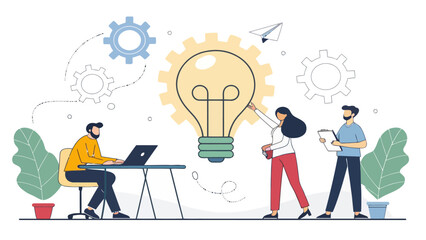 Team brainstorming and innovation concept with lightbulb idea