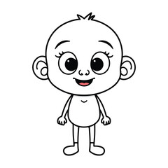 Obraz premium Cute Smiling Cartoon Baby Vector Illustration - Happy Child Character Icon with Simple Art Style Design