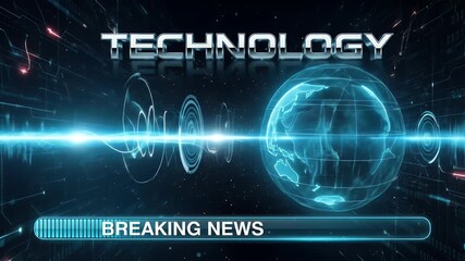 Abstract digital world with glowing blue lines data streams and a holographic globe against a dark futuristic background - Powered by Adobe