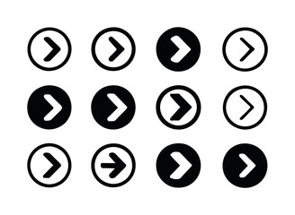 Checkout Line Floor Decals. Floor decals for checkout line. Icon set. Set Logo of floor decals for checkout line: step-forward arrow with circle. harmonious