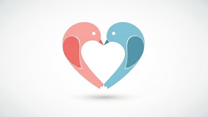 Loving couple of birds forming heart shape with their bodies