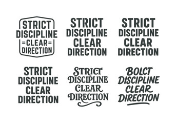 Fototapeta premium Creative Lettering Variations. Strict discipline, clear direction. Set lettering. harmonious lettering variations of the same emblematic concept, each with